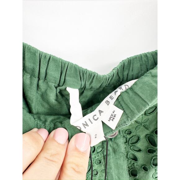 Veronica Beard Cali Off Shoulder Broderie Anglaise Cotton Voile Maxi Dress Green - Picture 6 of 8